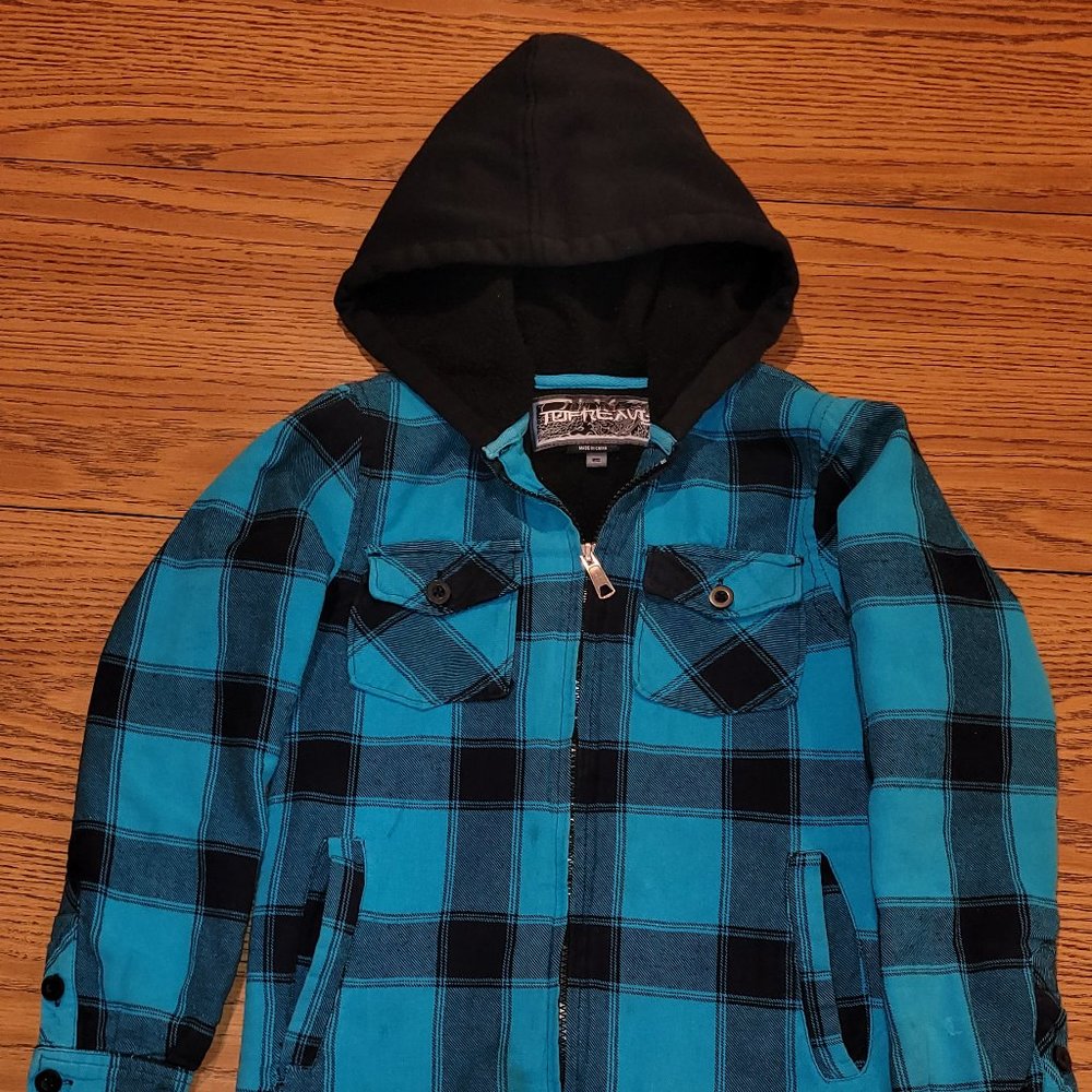 Top Heavy Hooded Fleece Lined Flannel Jacket Youth S (#K0107)